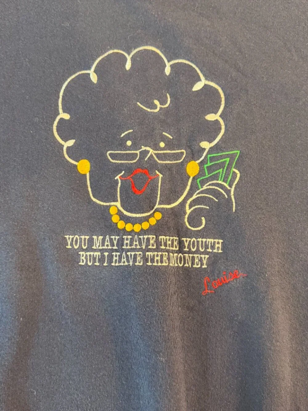 Vintage Hanes Embroidered Grandma Money Sweatshirt Adult XXL Funny Novelty